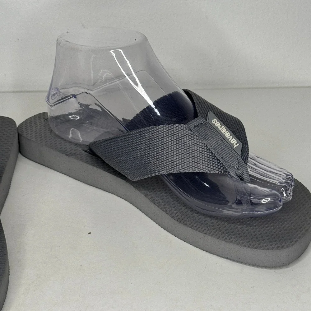Havaianas Shoes Mens Size 8 Gray Sandals Flip Flops Casual Beach Lightweight New